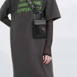 Zara Dark Grey Graphic Maxi Dress with White Text